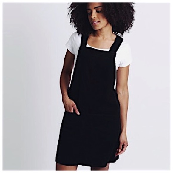 corduroy pinafore dress black